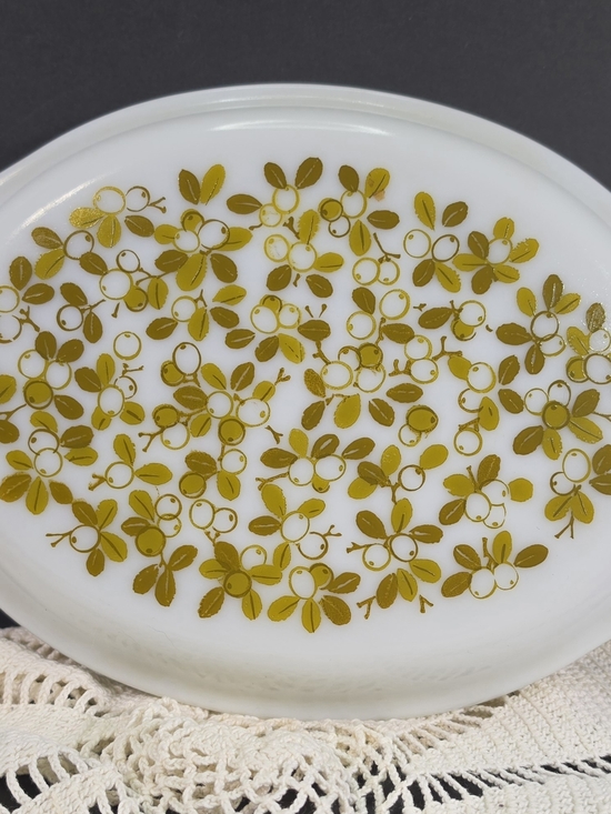 Pyrex Other - Vintage PYREX Olive Pattern Oval Divided Casserole Serving Dish Lid ONLY